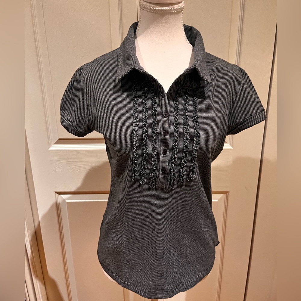Street One Gray Striped Button-Up Top
